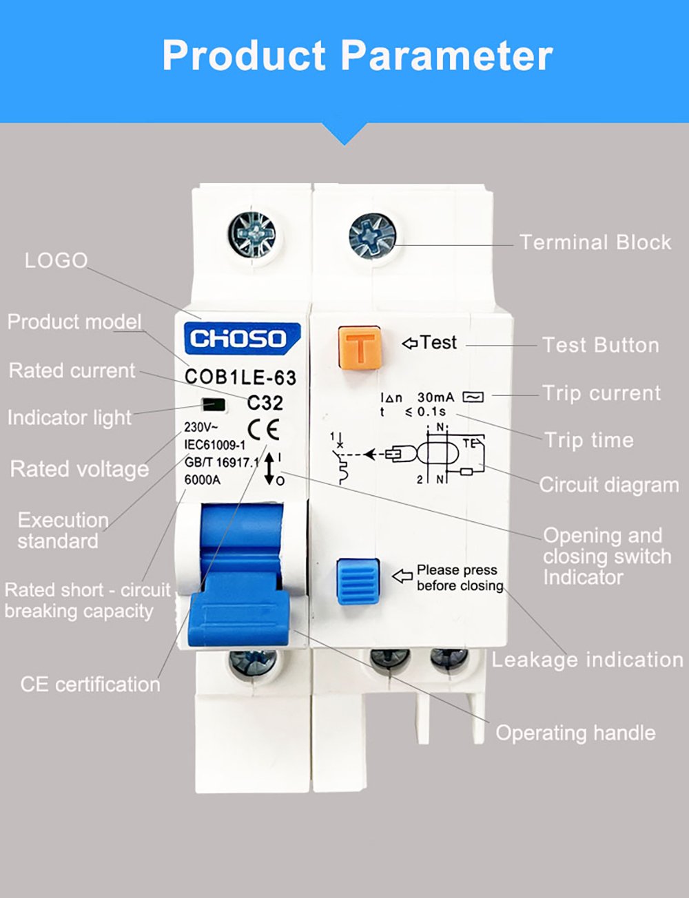 CHOSO COB1LE - 63 Series Residual Current Protective Circuit Breakers (1)