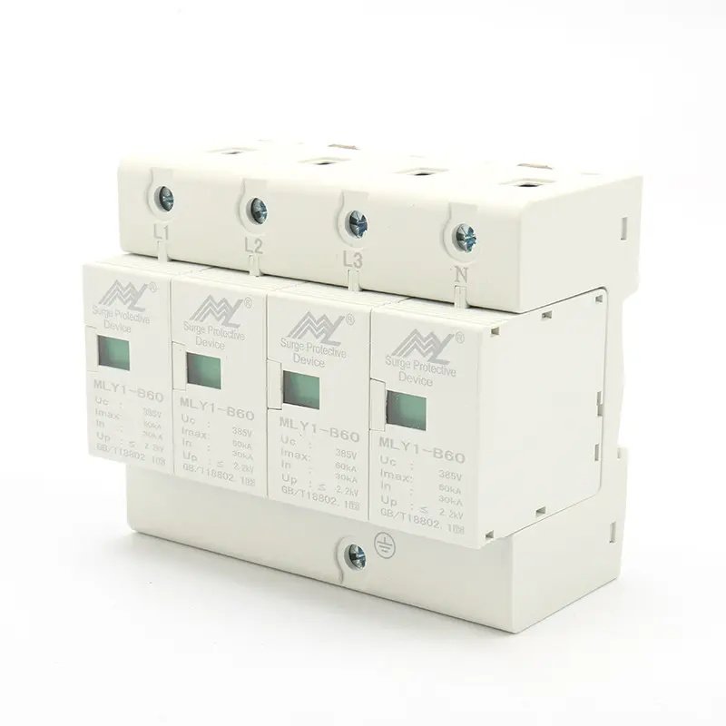 HOT selling in USA Good Quality 35mm Din rails 20KA 40KA 80KA 280V AC 2P 3P 4P SPD power Surge Protector ,Photovoltaic AC SPD product image