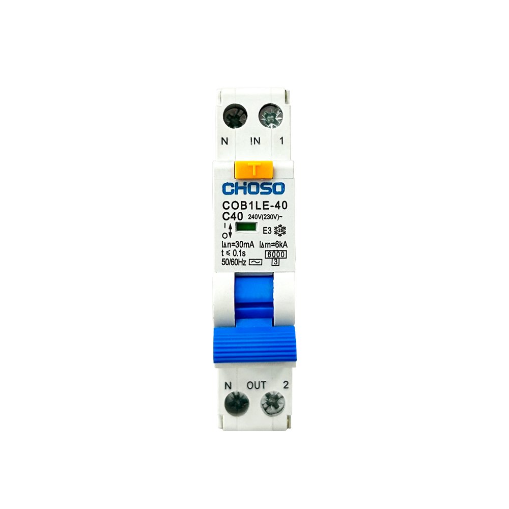 CHOSO COB1LE-40 C40 1P+N RCBO Residual Current Circuit Breaker with Overcurrent Protection