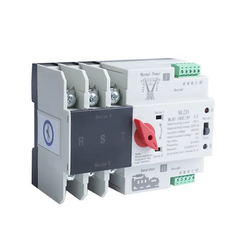 MLQ2-16A-125A Single Phase Din Rail ATS for PV and inverter Dual Power Automatic Transfer Selector Switches Uninterrupted product image