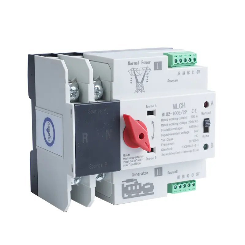 MLQ2-16A-125A Single Phase Din Rail ATS for PV and inverter Dual Power Automatic Transfer Selector Switches Uninterrupted product image