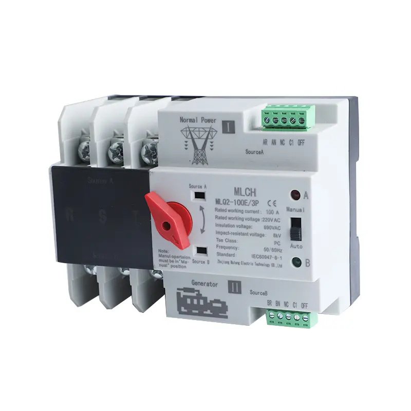MLQ2-16A-125A Single Phase Din Rail ATS for PV and inverter Dual Power Automatic Transfer Selector Switches Uninterrupted product image